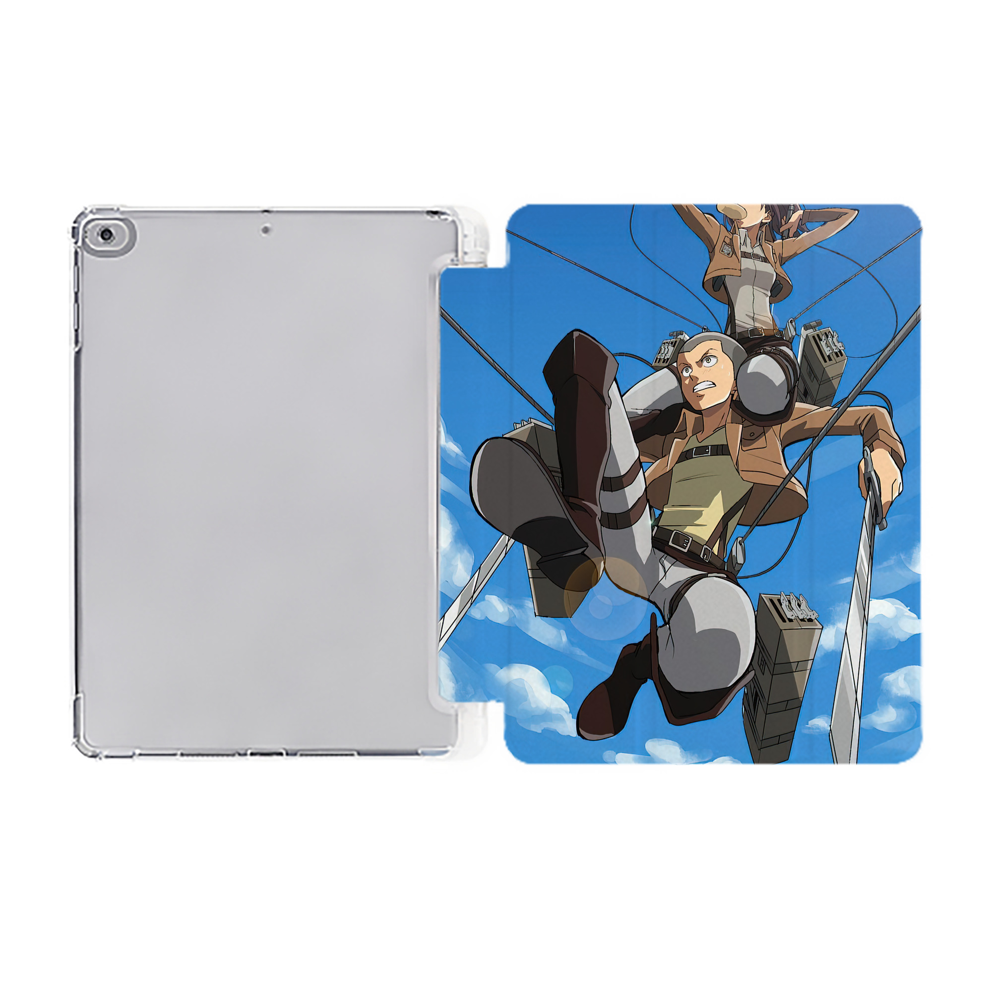 （画像用） 進撃の巨人 Attack on Titan IPad ケース ペン収納付き 三つ折りスタンド PUレザー×シリコン 対応機種9.5/10.5/10.9インチ